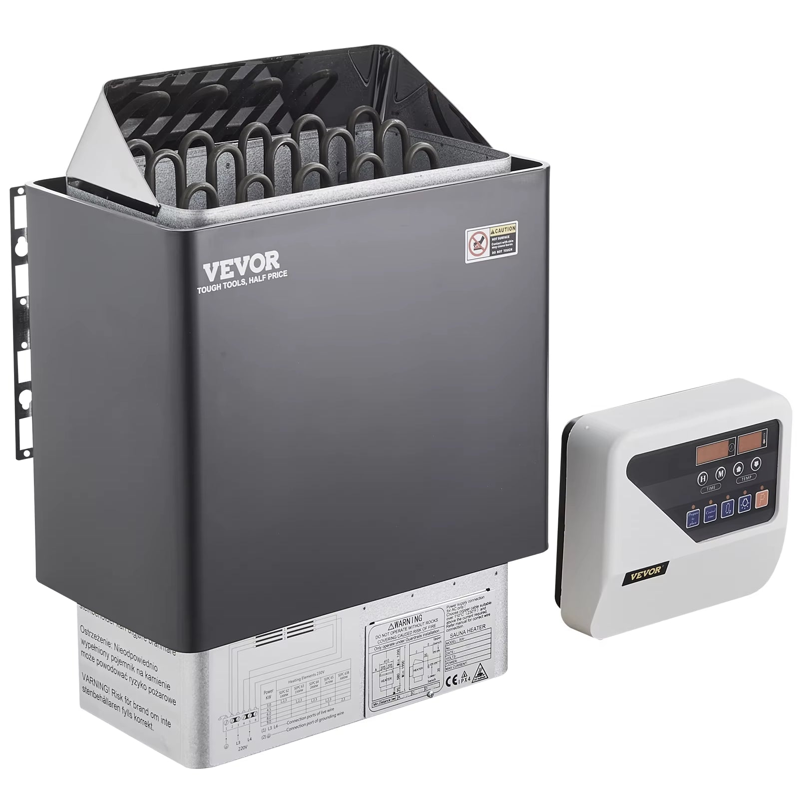 Succebuy Sauna Heater 3/4.5/6/9KW 220V Electric Sauna Stove Steam Bath Sauna Heater for Max. 317-459 Cubic Feet Home Hotel Spa